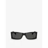 Prada Womens Black Pr B03s Rectangle-frame Acetate Sunglasses In Black