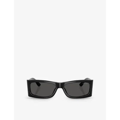Prada Womens Black Pr B03s Rectangle-frame Acetate Sunglasses