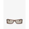 Prada Womens Brown Pr B03s Rectangle-frame Acetate Sunglasses In Brown