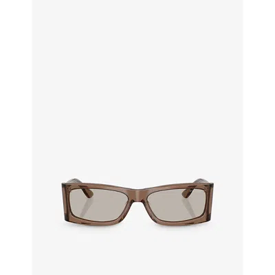 Prada Womens Brown Pr B03s Rectangle-frame Acetate Sunglasses