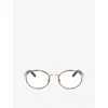 Prada Womens Brown Pr B55v Oval-frame Metal Optical Glasses In Multi