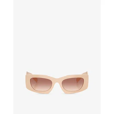 Prada Womens Pink Pr D03sd Rectangle-frame Acetate Sunglasses