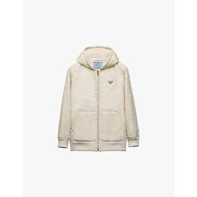 PRADA WOMENS YELLOW BRAND-PLAQUE NYLON JACKET