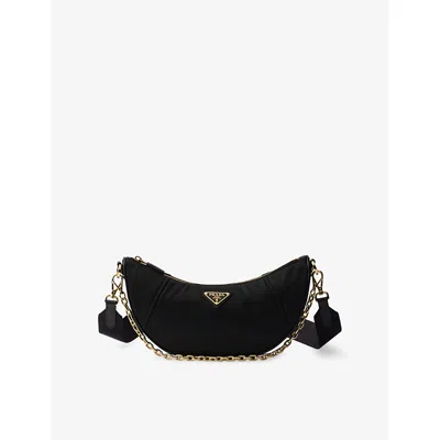 Prada Womens Black Re-nylon Brand-plaque Shoulder Bag