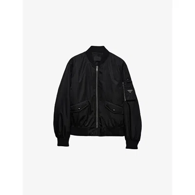 Prada Womens  Re-nylon Shell Bomber Jacket In Black