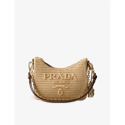 Prada Womens Neutral Re-edition Mini Crochet Tote Bag