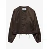Prada Logo Drawstring Hem Jacket In Brown