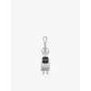 Prada Womens Gold/silver Robot Saffiano Leather Keychain Charm In Black