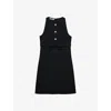 Prada Bow Jeweled Button Mini Dress In Black