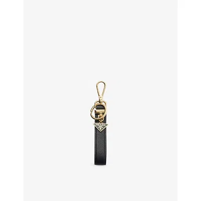 Prada Womens Black Saffiano Leather Keychain