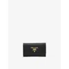Prada Womens Black Saffiano Leather Keychain Wallet In Black