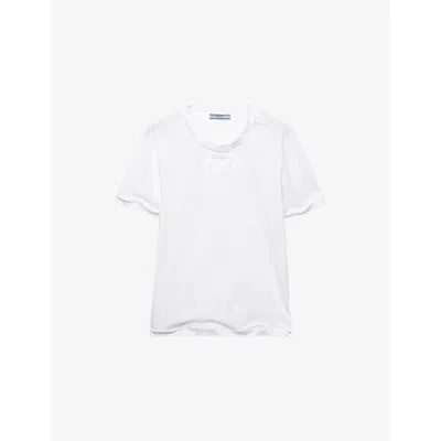 PRADA WOMENS PRADA SHAPEABLE BRAND-APPLIQUÉ COTTON-JERSEY T-SHIRT