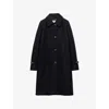 Prada Womens Blue Single-breasted Double Wool Loden Coat In Blue