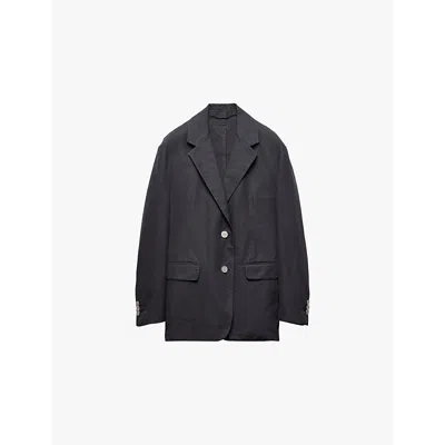 PRADA WOMENS PRADA SINGLE-BREASTED RELAXED-FIT COTTON-CANVAS JACKET