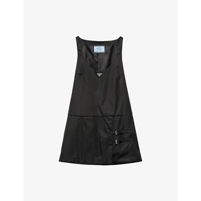 PRADA WOMENS BLACK SLEEVELESS SCOOP-NECKLINE RE-NYLON MINI DRESS