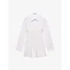Prada Womens White Smocked-waist Long-sleeve Classic Cotton Poplin Shirt