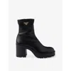 Prada Stretch Leather Platform Ankle Boots In Multi