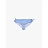 Prada Womens Light Blue Striped Side-tie High-rise Cotton-poplin Bikini Bottoms In Light Blue