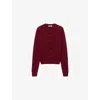 Prada Womens Burgundy Triangle-logo Cashmere Knitted Cardigan In Burgundy