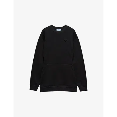 Prada Women Logo Sweatshirt Dress In Black