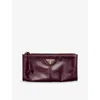 Prada Womens Burgundy Triangle-logo Leather Pouch In Burgundy