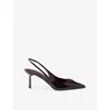 Prada Womens  Triangle-logo Patent-leather Slingback Courts In Multi