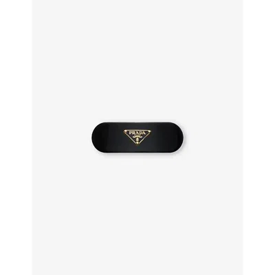 Prada Womens Black Triangle-logo Plexiglass Hair Clip