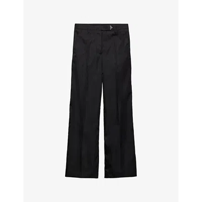 PRADA WOMENS BLACK TRIANGLE-LOGO STRAIGHT-LEG RE-NYLON TROUSERS