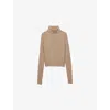 Prada Womens Neutral Turtleneck Ribbed Cashmere Jumper In Neutral