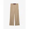 Prada Twill Belted Trousers In Neutral