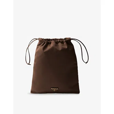 Prada Womens  Wish Re-nylon Pouch Bag In Brown