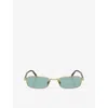 Prada Womens Gold Prb54s Rectangle-frame Metal Sunglasses In Green