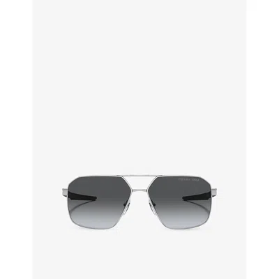 Prada Womens Silver Ps 55ws Irregular-frame Metal Sunglasses