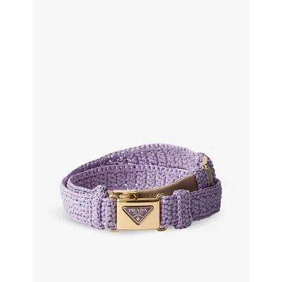 Prada Womens Purple Brand-plaque Woven Belt