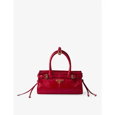 Prada Womens Red Bonnie Mini Leather Handbag
