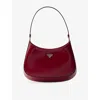 Prada Womens Red Cleo Brand-plaque Brushed Leather Shoulder Bag