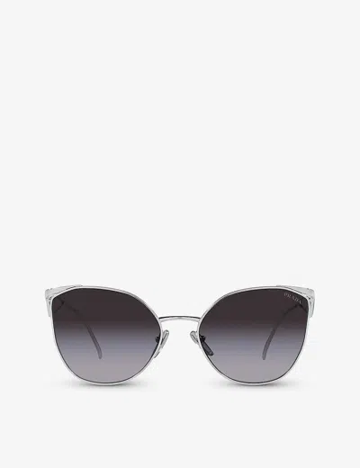 Prada Womens Silver Pr 57ys Aviator Steel And Polyamide Sunglasses