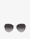 Prada Womens Silver Pr 57ys Aviator Steel And Polyamide Sunglasses