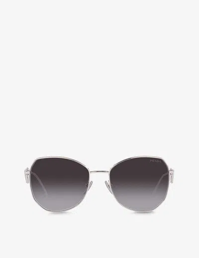 Prada Womens Silver Pr 57ys Aviator Steel And Polyamide Sunglasses