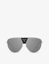 Prada Womens Silver Pr 69zs Shield-frame Metal Sunglasses In Silver