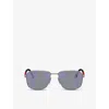 Prada Womens Silver Pr A51s Square-frame Metal Sunglasses In Silver