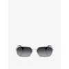 Prada Womens Silver Pr A51s Square-frame Metal Sunglasses