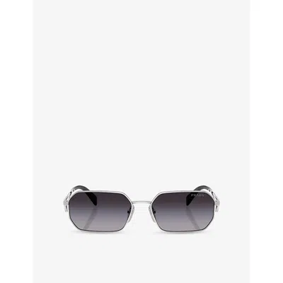 Prada Womens Silver Pr A51s Square-frame Metal Sunglasses