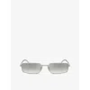 Prada Womens Silver Pr A60s Rectangular-frame Metal Sunglasses In Silver