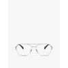 Prada Womens Pr B50v Pilot-frame Steel Optical Glasses Silver In Silver