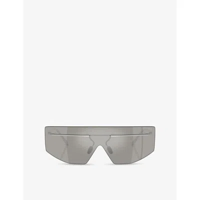 Prada Womens Silver Pr B55s Irregular-frame Metal Sunglasses In Gray