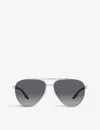 Prada Linea Rossa Womens Silver Ps 50ys Aviator Metal Sunglasses In Metallic