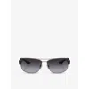 Prada Linea Rossa Womens Silver Ps 50zs Pillow-frame Metal Sunglasses In Silver