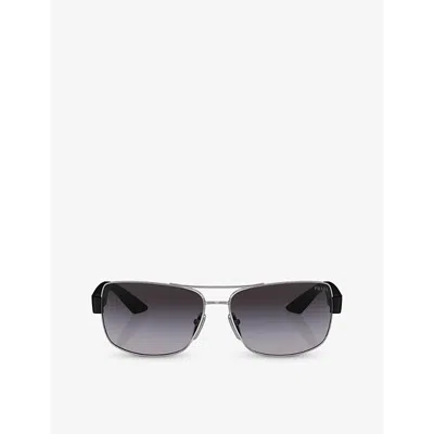 Prada Linea Rossa Womens Silver Ps 50zs Pillow-frame Metal Sunglasses