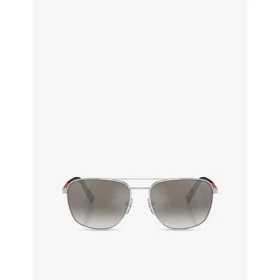 Prada Womens Silver Ps 54zs Pilot-frame Steel Sunglasses